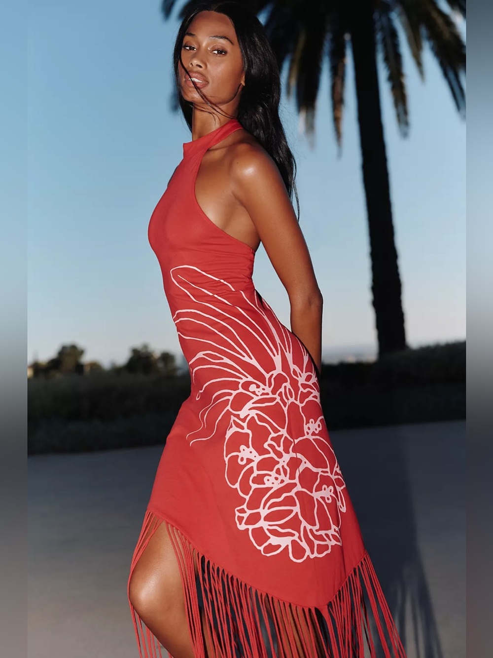 FARM RIO 100% COTTON FRINGE MAXI DRESS - Picture 2 of 4